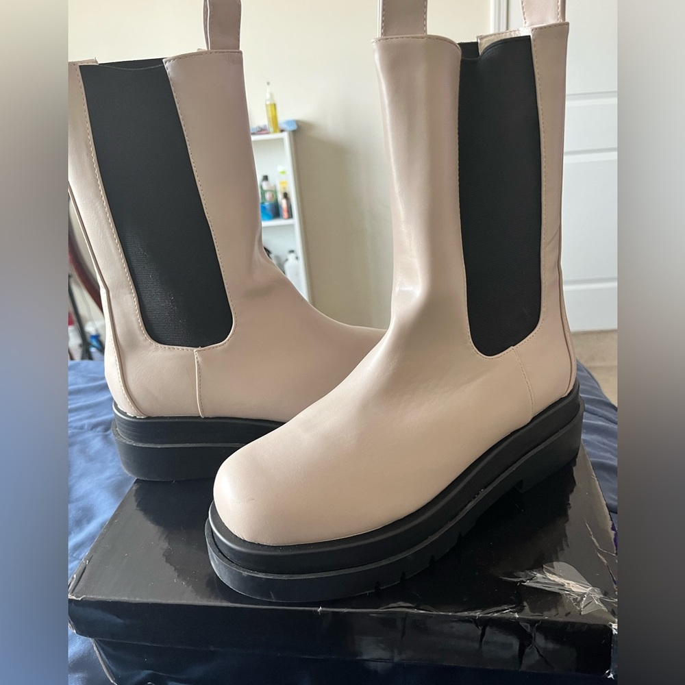 PLT Cream Calf High Chunky Chelsea Boot